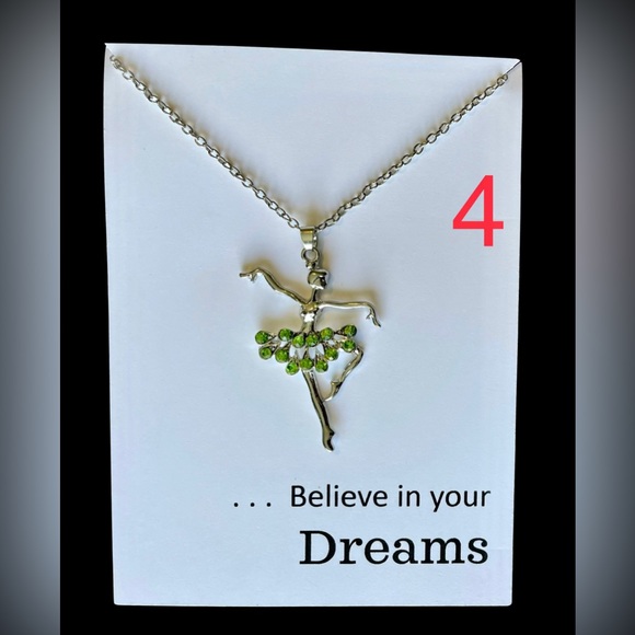 🆕 Silver Ballerina Necklace  - Green - Picture 8 of 12